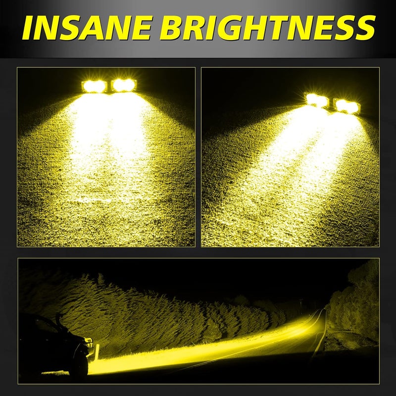 AKD Part Yellow LED Pods, 3 Inch CREE LED Yellow Fog Lights 40W Spot Motorcycle Auxiliary Light Pods Small Offroad Driving Pods Lights 2PCS for Truck Dirt Bike SUV UTV ATV Snowmobile Surron - Image 4
